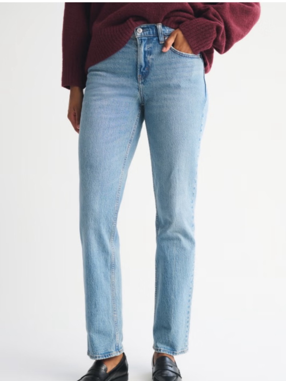 Abercrombie & Fitch Straight Leg Jeans in Light Blue